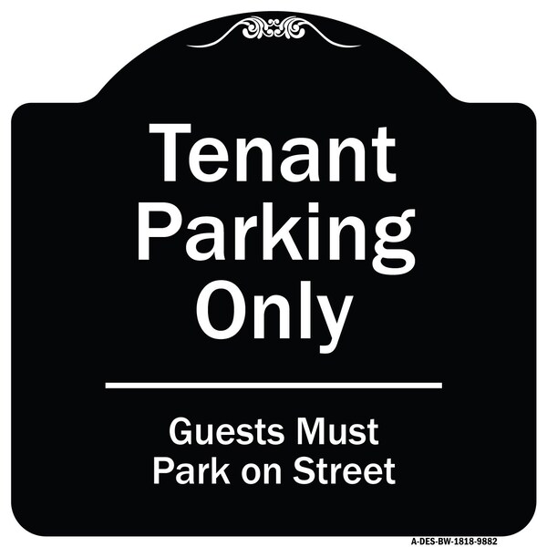Signmission Designer Series-Tenant Parking Guests Park On Street Heavy-Gauge Aluminum, 18" x 18", BW-1818-9882 A-DES-BW-1818-9882 - main